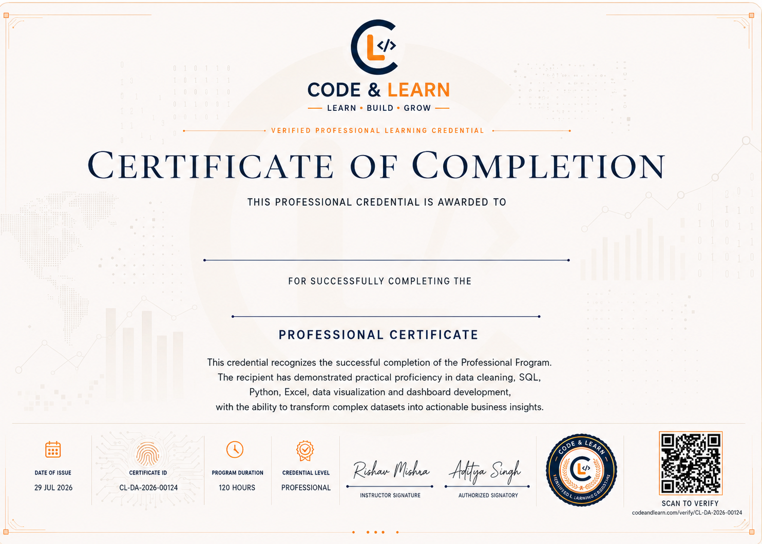 Code & Learn certificate template